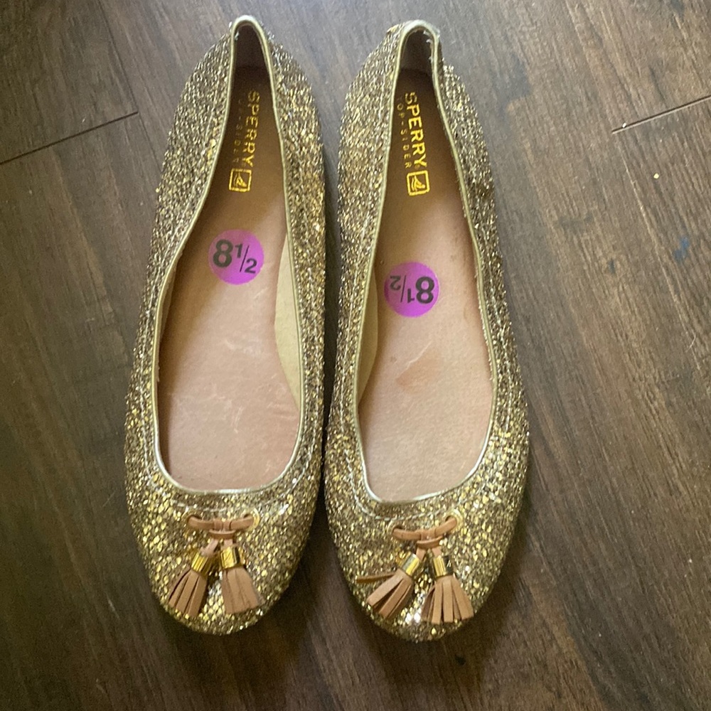 Sperrys Flats Gold Sequin - Size 8.5